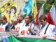 تجدید میثاق کفن پوشان ورامینی با امام شهید در میدان فلسطین تهران