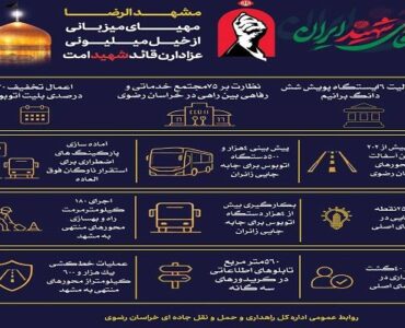 اطلاع نگاشت | مشهدالرضا؛ مهیای میزبانی از خیل میلیونی
عزاداران قائد شهید امت اطلاع نگاشت | مشهدالرضا؛ مهیای میزبانی از خیل میلیونی
عزاداران قائد شهید امت