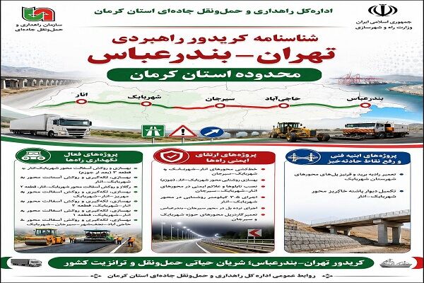 اطلاع‌نگاشت| بهسازی روکش آسفالت و ایمن‌سازی کریدور تهران -
بندرعباس در استان کرمان